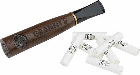  GRANNY&#039;S PREMIUM HOLZPFEIFE MIT 9MM AKTIVKOHLEFILTER | PURPFEIFE