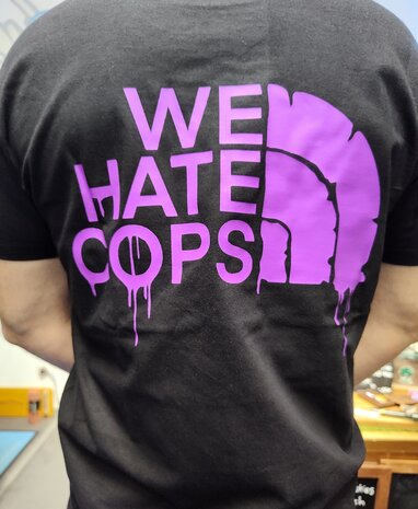 WE HATE COPS Bavarian Krauts T-Shirt Farbe Lila